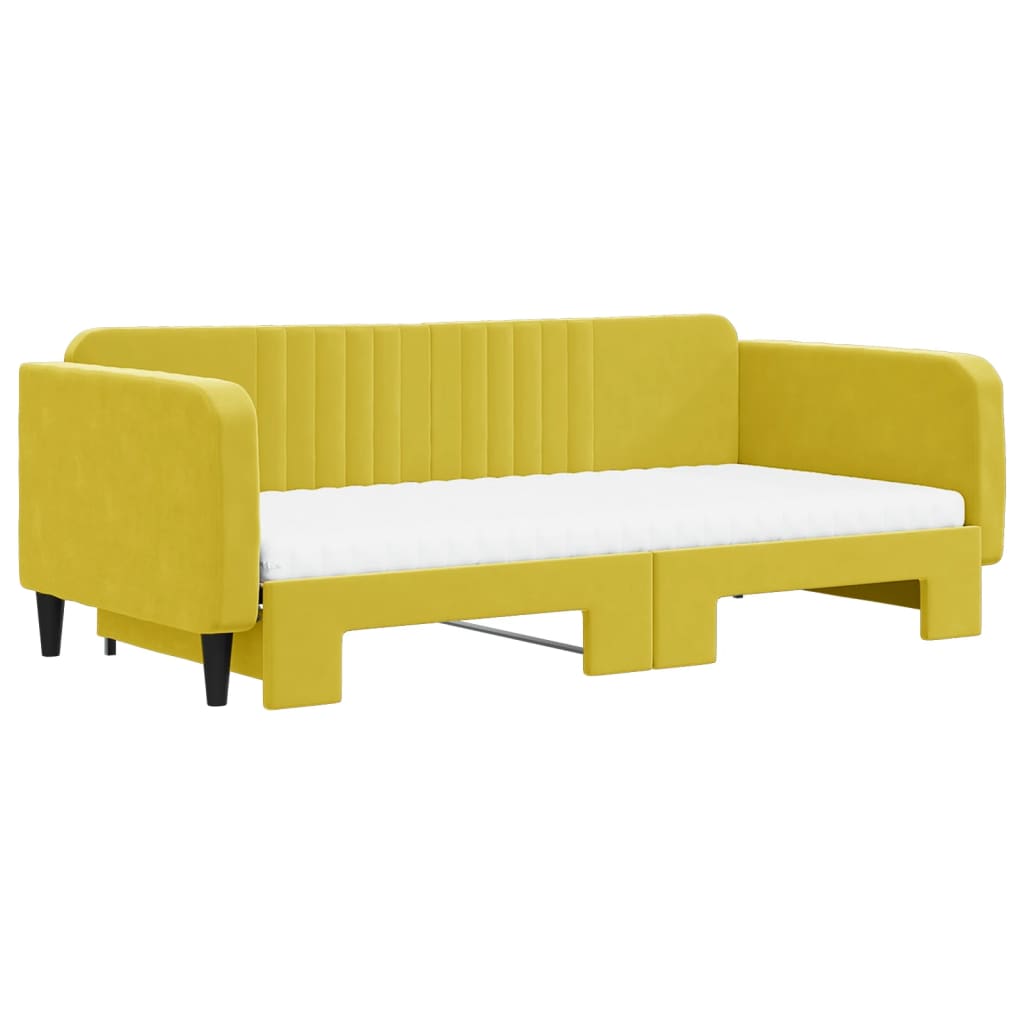 vidaXL Rozkladacia denná posteľ s matracmi žltá 100x200 cm zamat