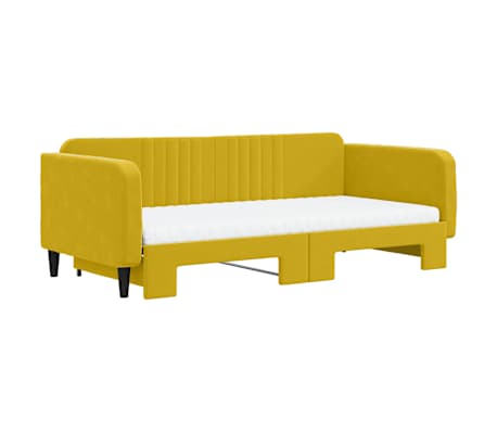 vidaXL Dnevni krevet na razvlačenje s madracima žuti 100x200 cm bar&scaron;un
