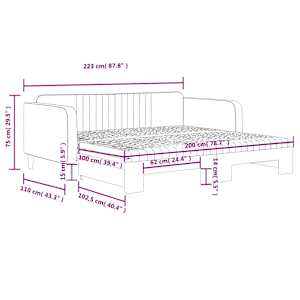 Válenda s přistýlkou a matracemi žlutá 100 x 200 cm samet - obrázek 12