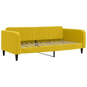 Válenda s přistýlkou a matracemi žlutá 100 x 200 cm samet - obrázek 4