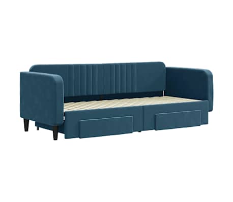 vidaXL Tagesbett Ausziehbar mit Schubladen Blau 80x200 cm Samt