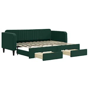 Válenda s přistýlkou a zásuvkami tmavě zelená 80 x 200 cm samet - obrázek 2