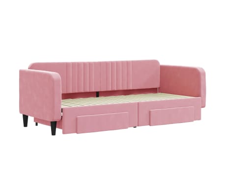 vidaXL Lit de jour avec gigogne et tiroirs sans matelas rose 80x200 cm