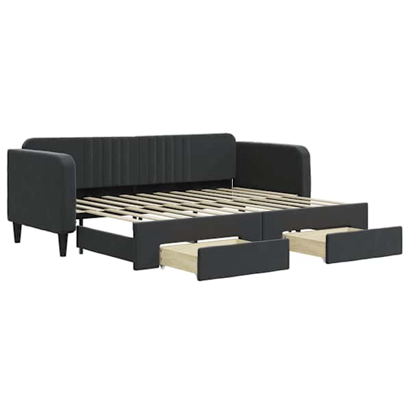 vidaXL diivanvoodi v&auml;ljat&otilde;mmatava osaga, must, 80x200 cm, samet