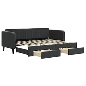 Válenda s přistýlkou a zásuvkami černá 80 x 200 cm samet - obrázek 2