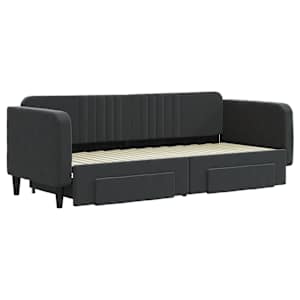 Válenda s přistýlkou a zásuvkami černá 80 x 200 cm samet - obrázek 3