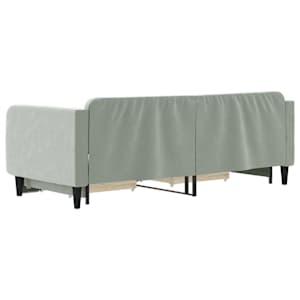 Válenda s přistýlkou a zásuvkami světle šedá 90 x 200 cm samet - obrázek 5