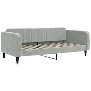 Válenda s přistýlkou a zásuvkami světle šedá 90 x 200 cm samet - obrázek 6