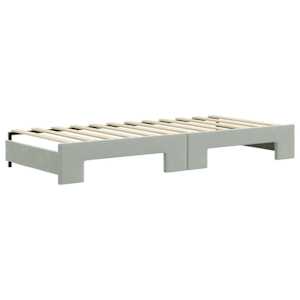 Válenda s přistýlkou a zásuvkami světle šedá 90 x 200 cm samet - obrázek 8
