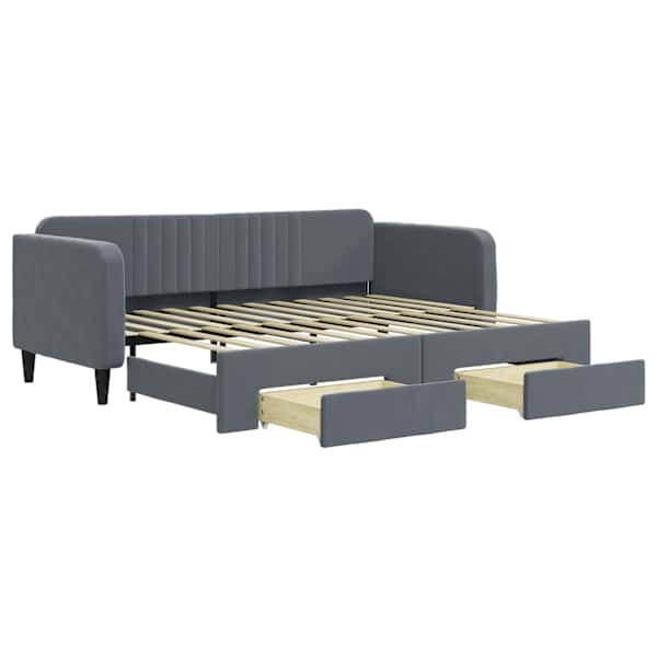 vidaXL diivanvoodi v&auml;ljat&otilde;mmatav ja sahtlitega madratsita, 90x200 cm