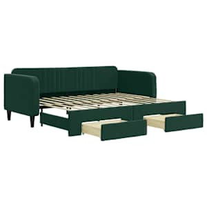 Válenda s přistýlkou a zásuvkami tmavě zelená 90 x 200 cm samet - obrázek 2