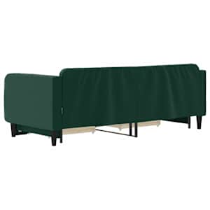 Válenda s přistýlkou a zásuvkami tmavě zelená 90 x 200 cm samet - obrázek 5