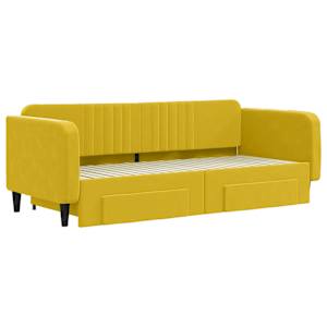 vidaXL Slaapbank met onderschuifbed en lades 90x200 cm fluweel geel