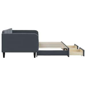 Válenda s přistýlkou a zásuvkami tmavě šedá 100 x 200 cm samet - obrázek 4