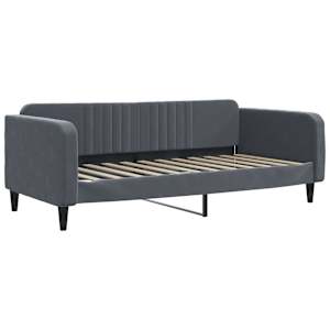 Válenda s přistýlkou a zásuvkami tmavě šedá 100 x 200 cm samet - obrázek 6