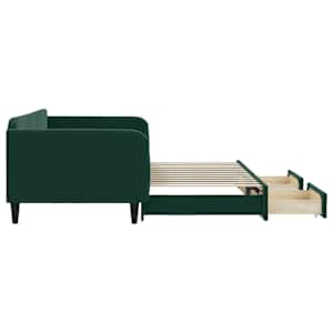 Válenda s přistýlkou a zásuvkami tmavě zelená 100x200 cm samet - obrázek 4