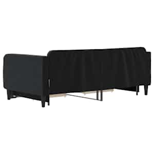 Válenda s přistýlkou a zásuvkami černá 90 x 190 cm samet - obrázek 5