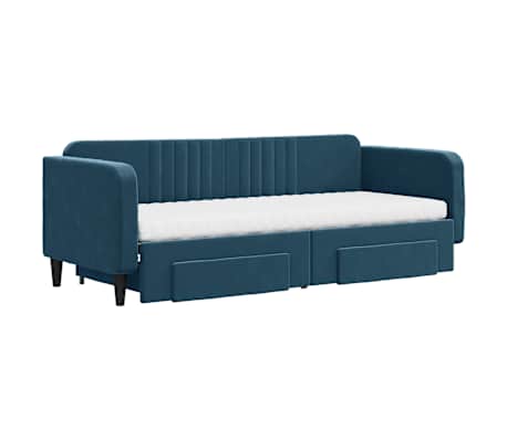 vidaXL Tagesbett Ausziehbar mit Schubladen Blau 80x200 cm Samt