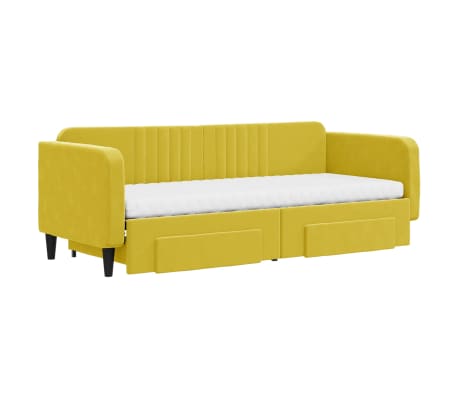 vidaXL Divano Letto Estraibile con Cassetti Giallo 80x200cm in Velluto