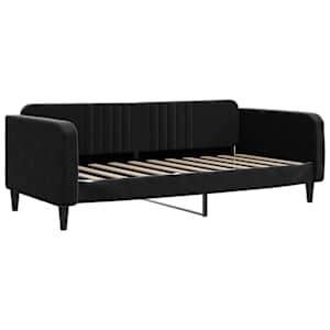 Válenda s přistýlkou a zásuvkami černá 90 x 190 cm samet - obrázek 4