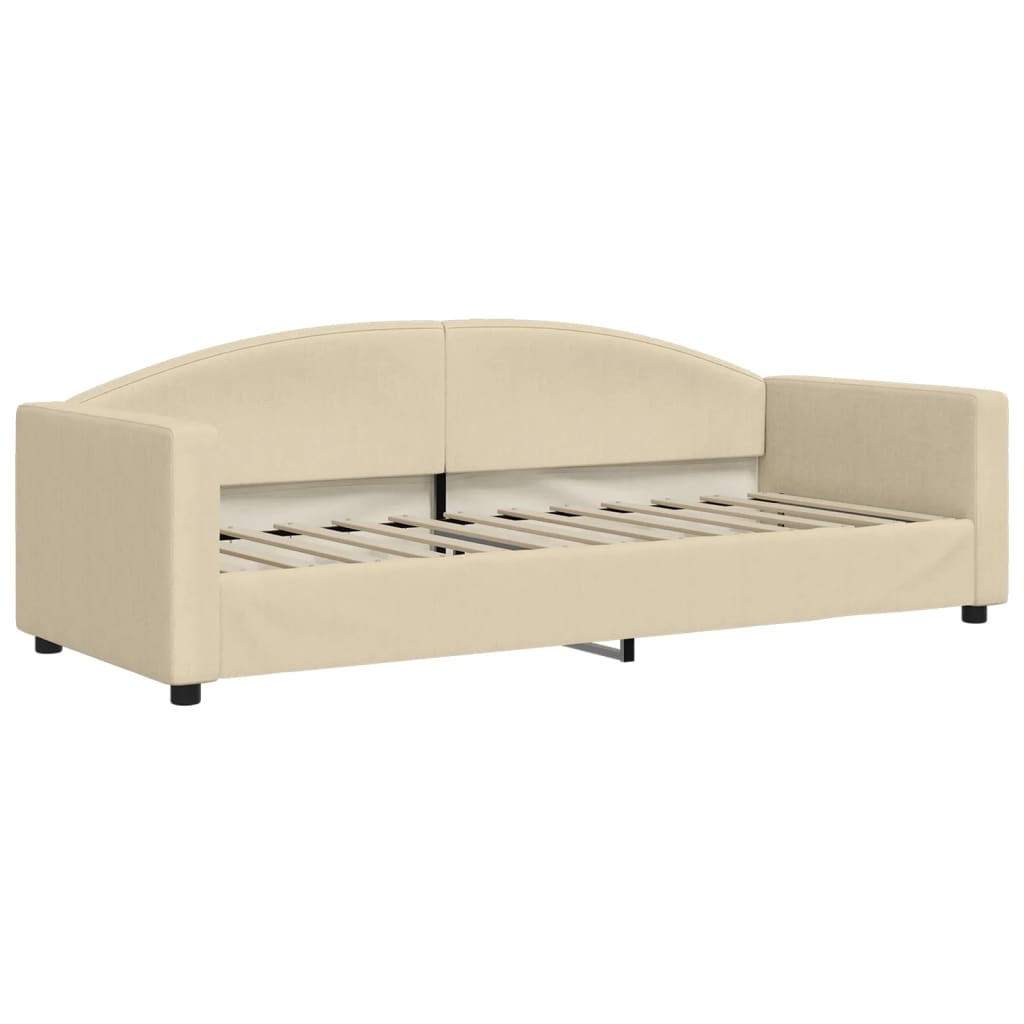 vidaXL Slaapbank met matras 80x200 cm stof crèmekleurig afbeelding
