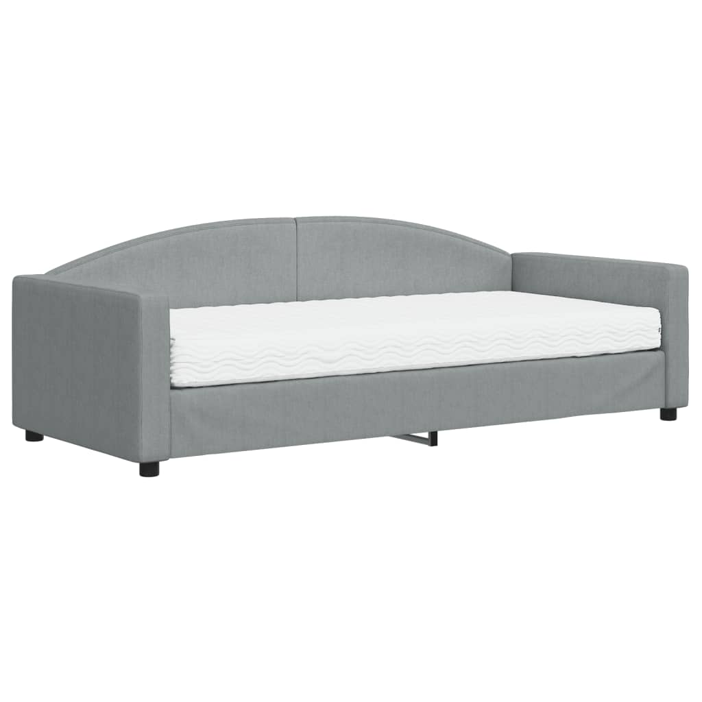 vidaXL Slaapbank met matras 90x200 cm stof lichtgrijs grijs, foto 3