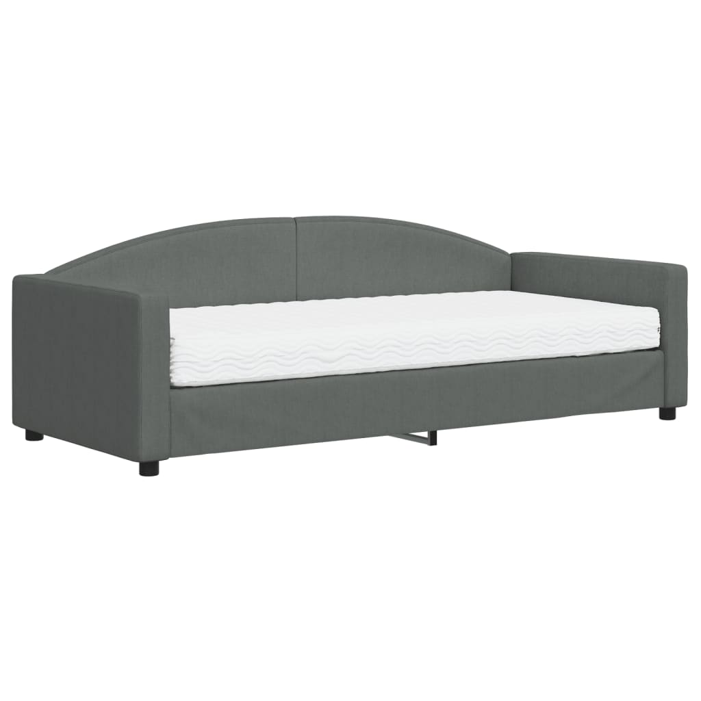 vidaXL Slaapbank met matras 90x200 cm stof donkergrijs grijs, foto 3