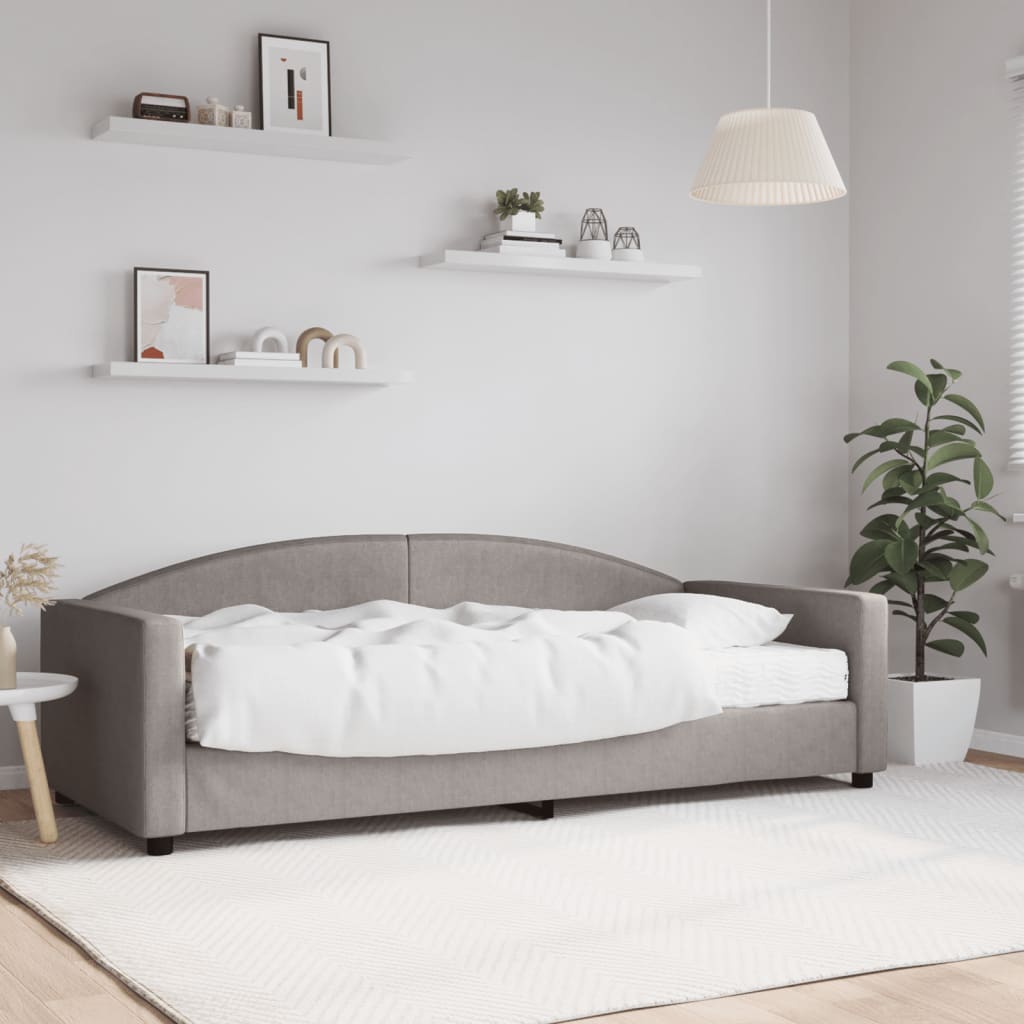 vidaXL Tagesbett mit Matratze Taupe 90x200 cm Stoff