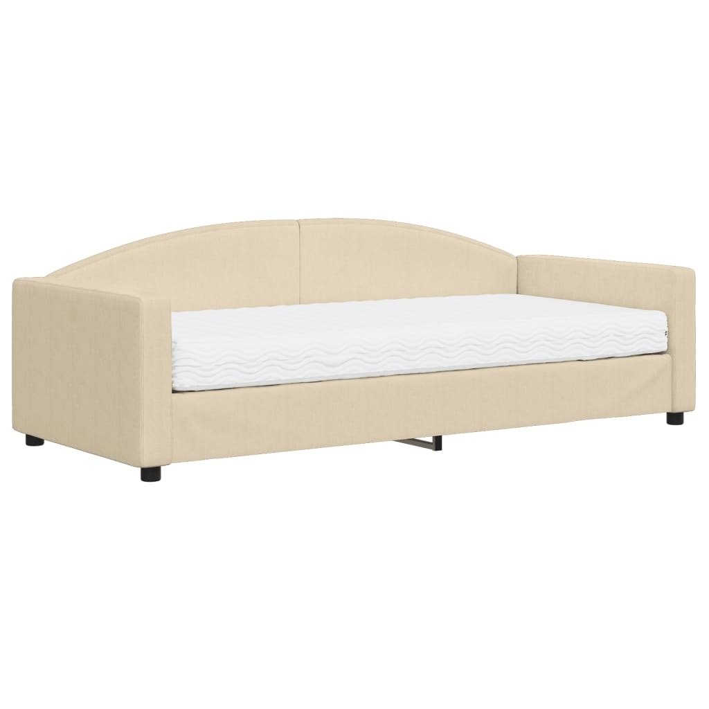 vidaXL Pat de zi cu saltea, crem, 90x200 cm, textil