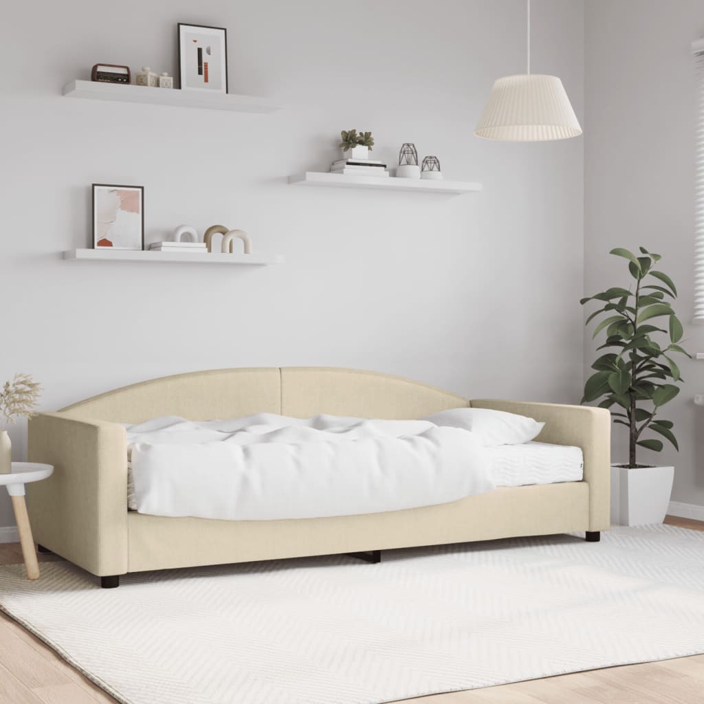 vidaXL Tagesbett mit Matratze Creme 90x200 cm Stoff