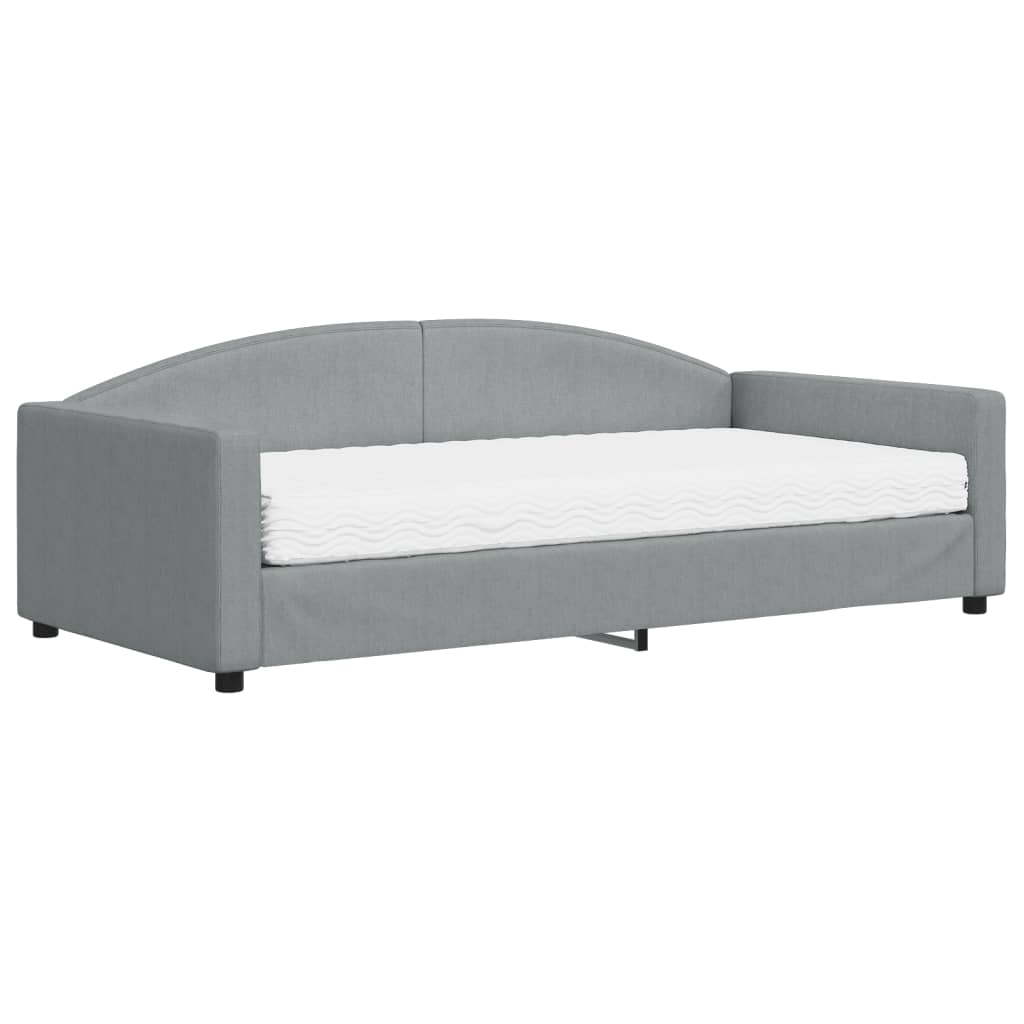vidaXL Slaapbank met matras 100x200 cm stof lichtgrijs grijs, foto 3