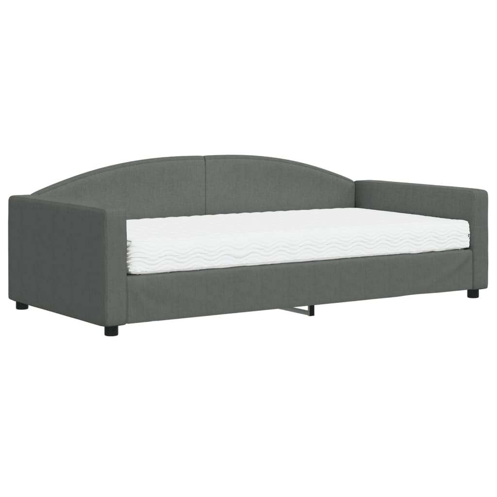 vidaXL Slaapbank met matras 100x200 cm stof donkergrijs grijs, foto 3