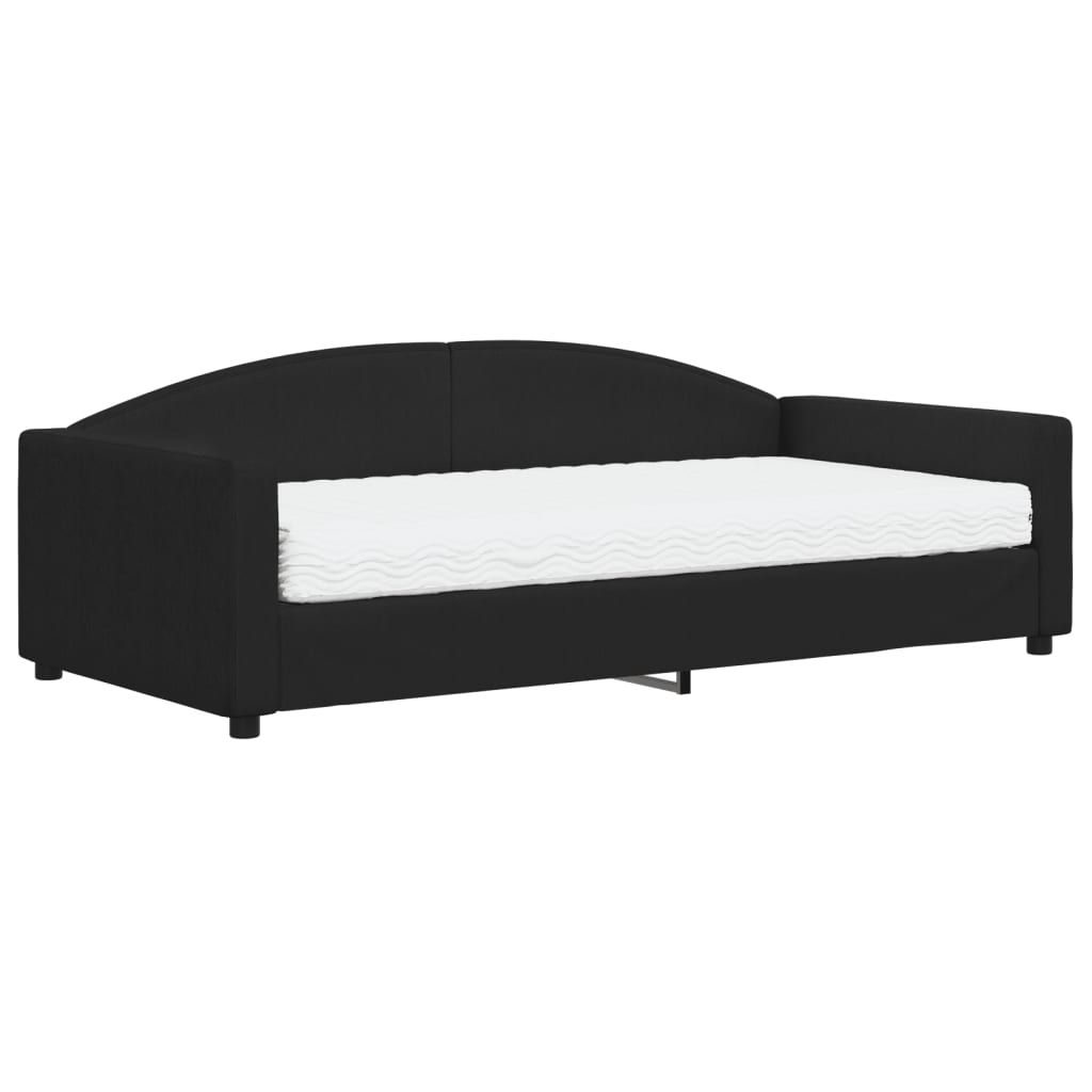 vidaXL Pat de zi cu saltea, negru, 100x200 cm, textil