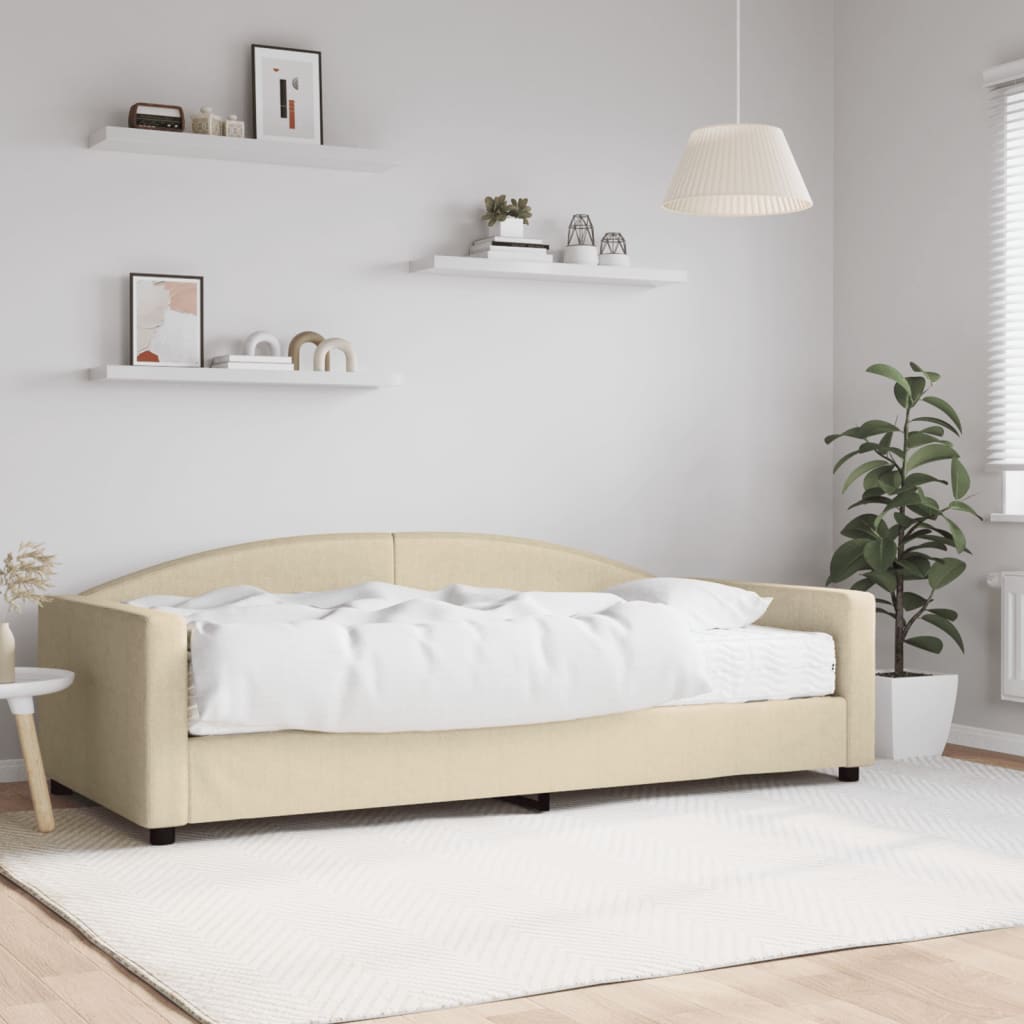 Daybed Stof Farvet Creme - med madras / 100 x 200 cm
