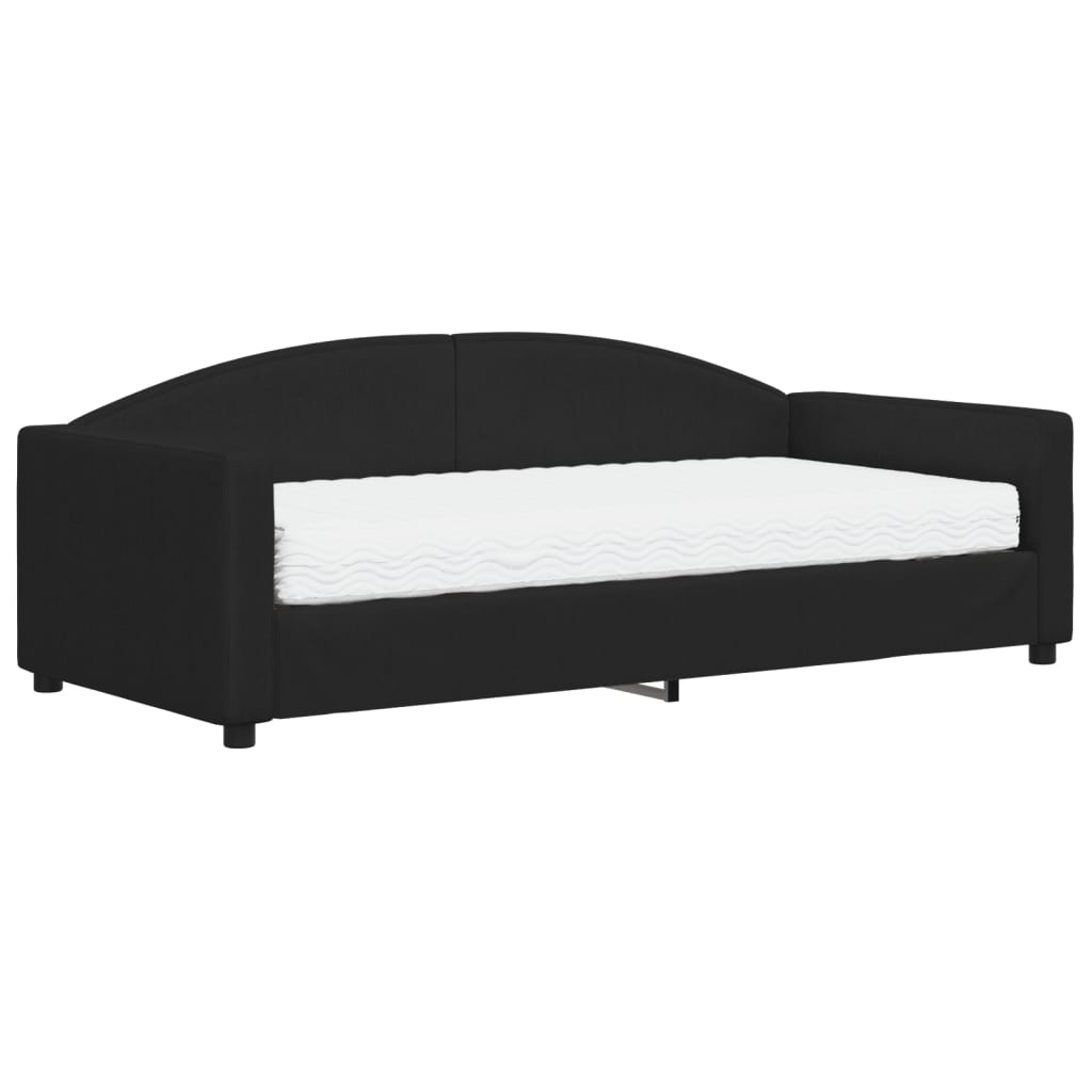 vidaXL Pat de zi cu saltea, negru, 90x190 cm, textil