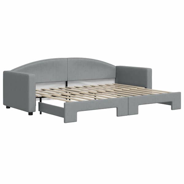 vidaXL diivanvoodi v&auml;ljat&otilde;mmatava osaga, helehall, 80x200 cm, kangas