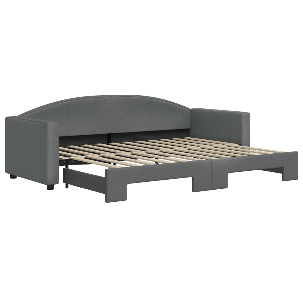 vidaXL Slaapbank met onderschuifbed 80x200 cm stof donkergrijs grijs, foto 3