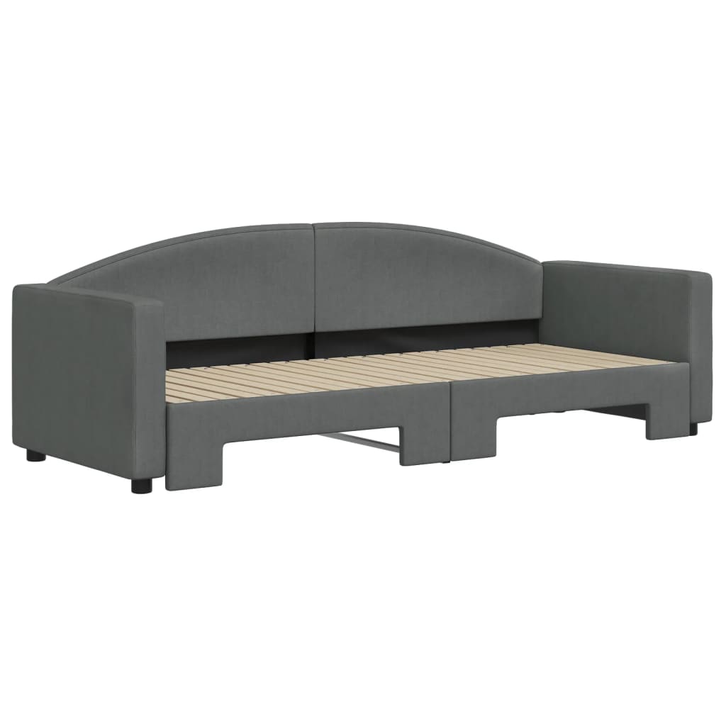 vidaXL Slaapbank met onderschuifbed 80x200 cm stof donkergrijs grijs, foto 2