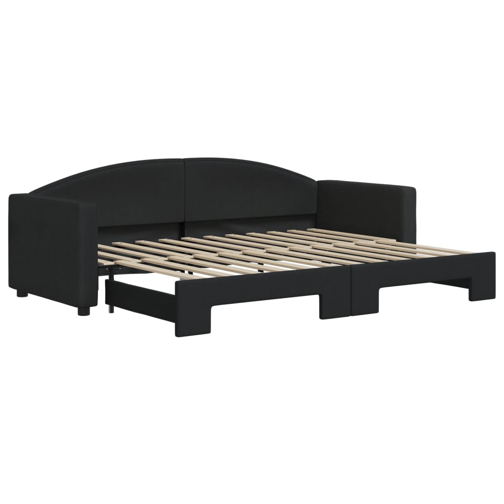 vidaXL Slaapbank met onderschuifbed 80x200 cm stof zwart, foto 3