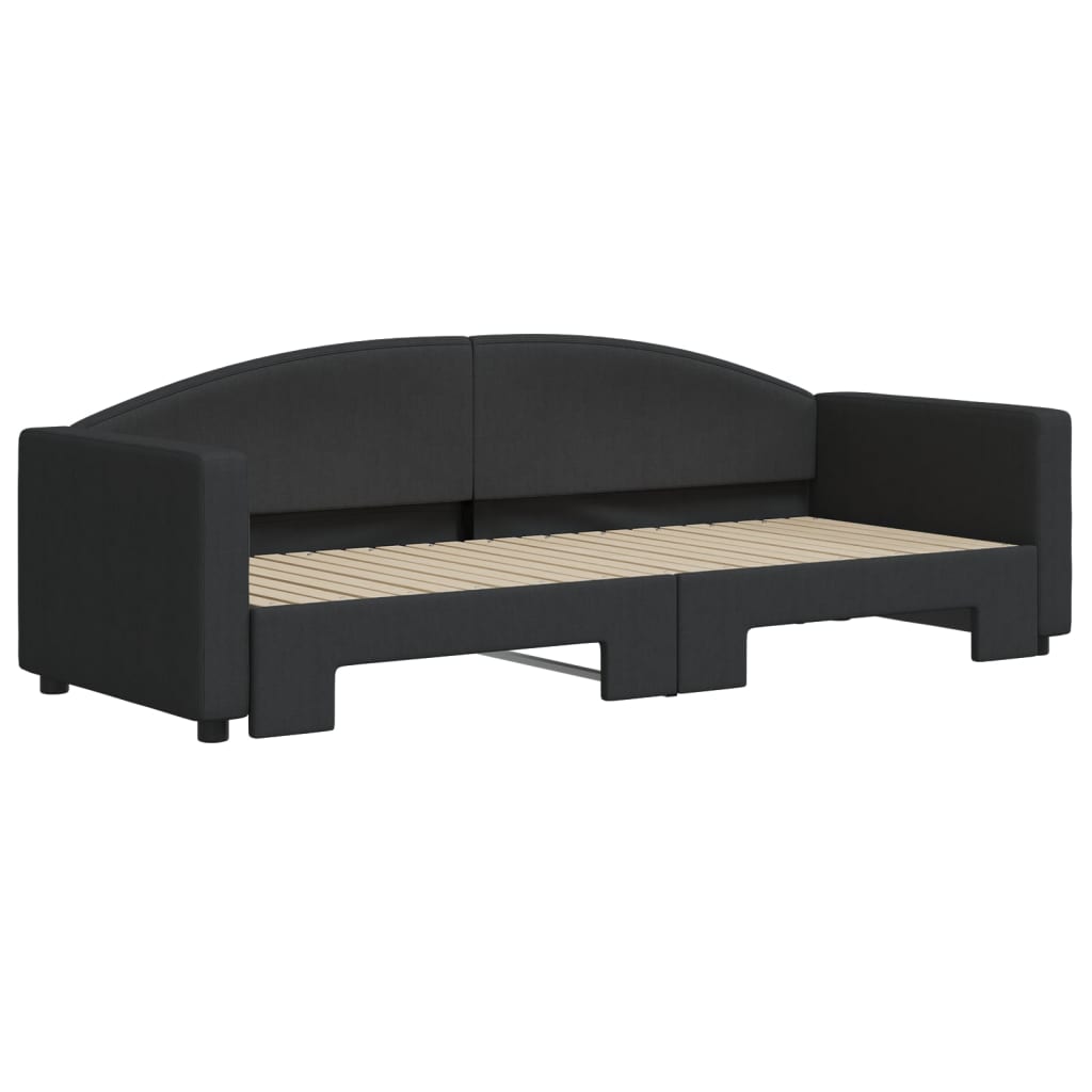 vidaXL Slaapbank met onderschuifbed 80x200 cm stof zwart afbeelding