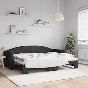 Válenda s přistýlkou černá 80 x 200 cm textil - obrázek 1