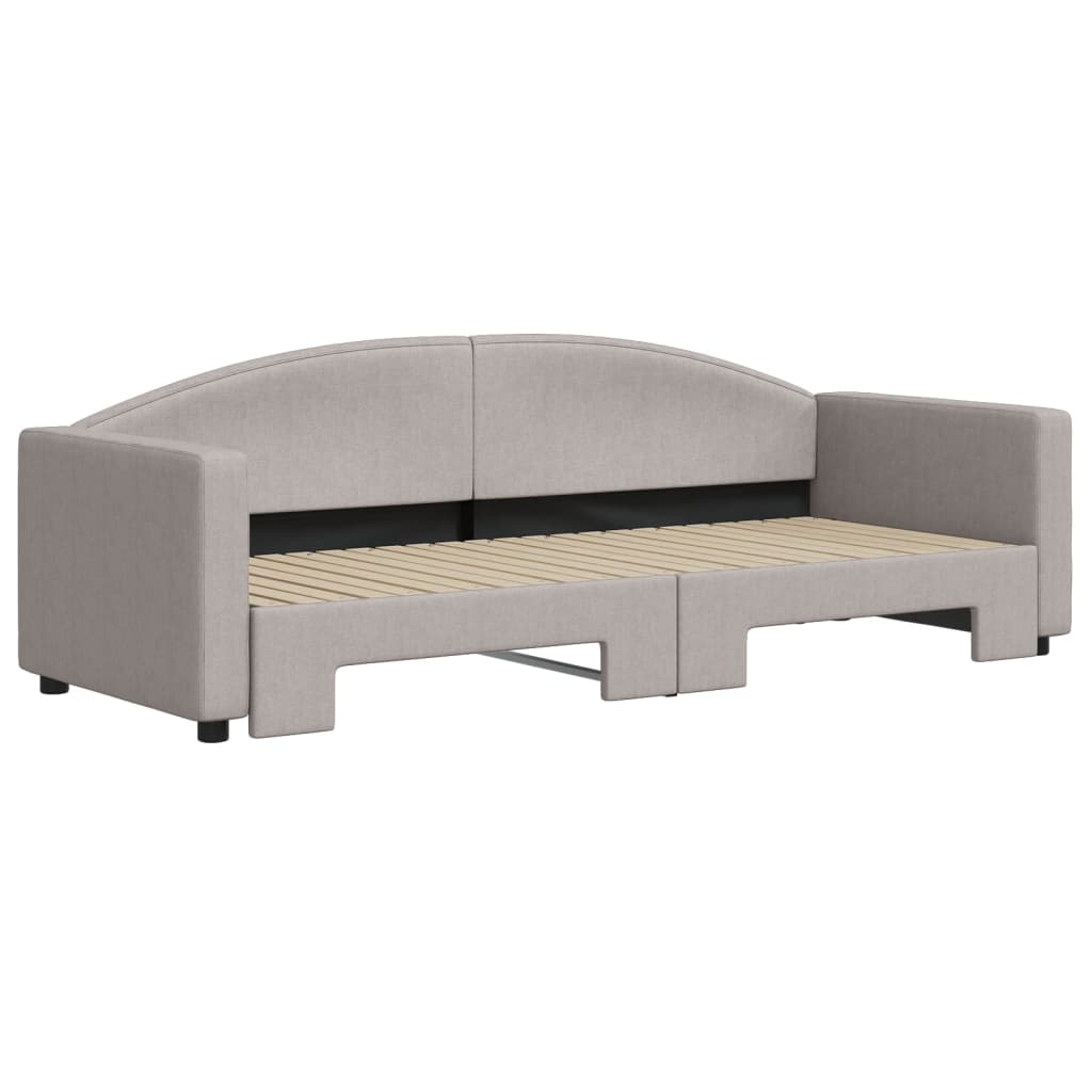 vidaXL Slaapbank met onderschuifbed 80x200 cm stof taupe afbeelding