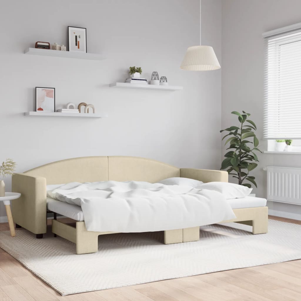 vidaXL Tagesbett Ausziehbar Creme 80x200 cm Stoff