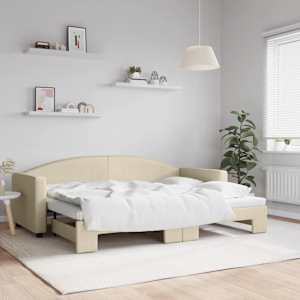 Válenda s přistýlkou krémová 80 x 200 cm textil - obrázek 1