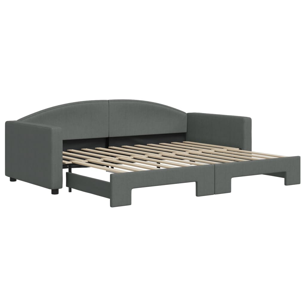 vidaXL Slaapbank met onderschuifbed 90x200 cm stof donkergrijs grijs, foto 3