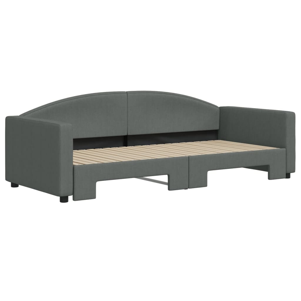 vidaXL Slaapbank met onderschuifbed 90x200 cm stof donkergrijs grijs, foto 2