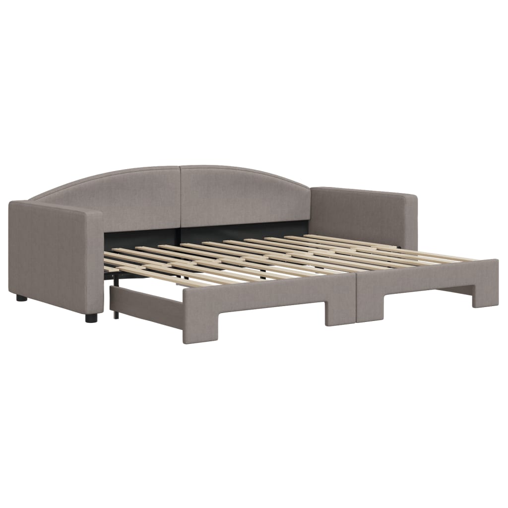vidaXL Slaapbank met onderschuifbed 90x200 cm stof taupe, foto 3