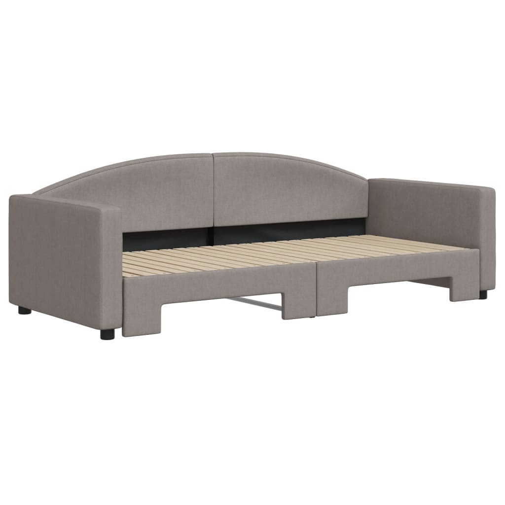 vidaXL Slaapbank met onderschuifbed 90x200 cm stof taupe afbeelding