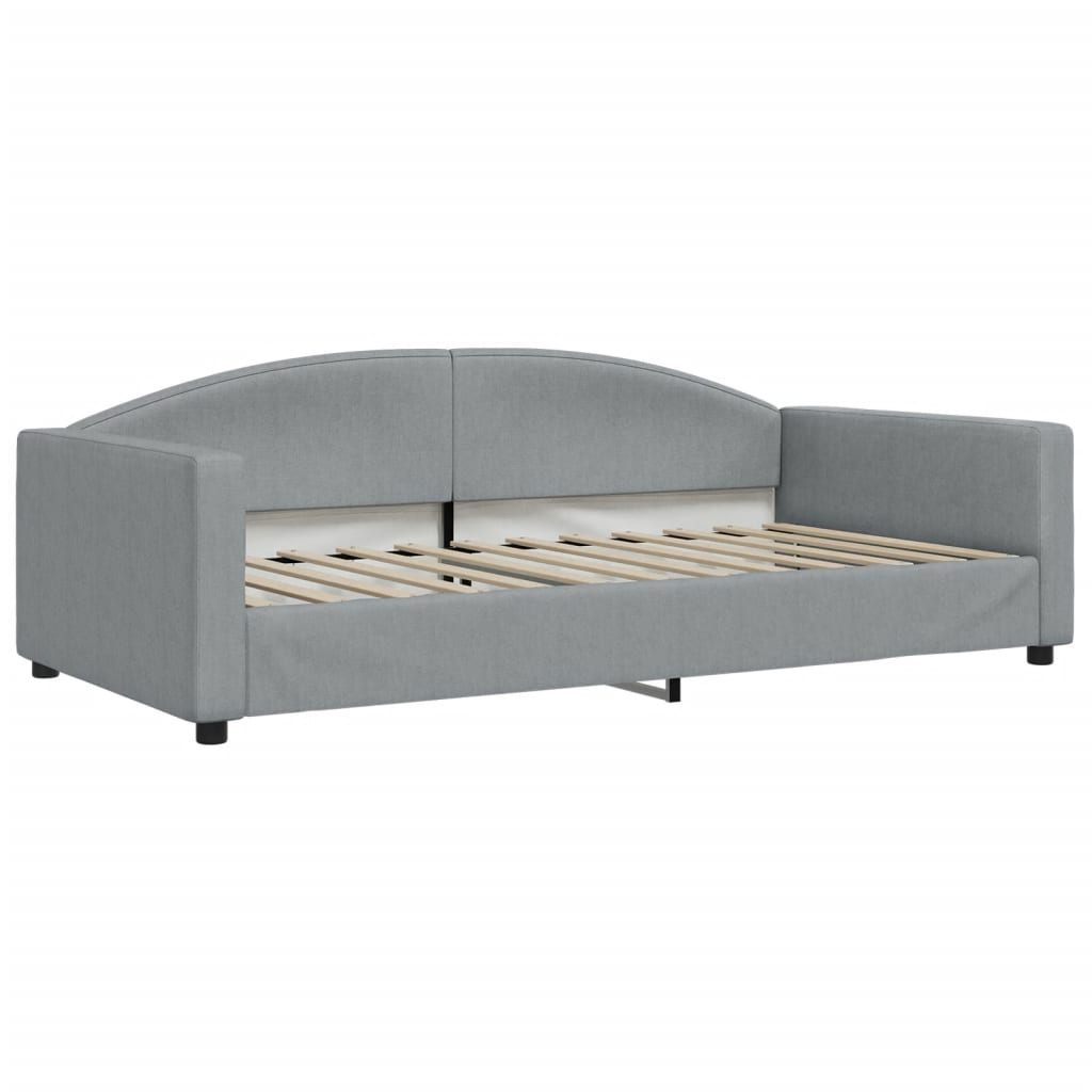 vidaXL Slaapbank met onderschuifbed 100x200 cm stof lichtgrijs grijs, foto 4