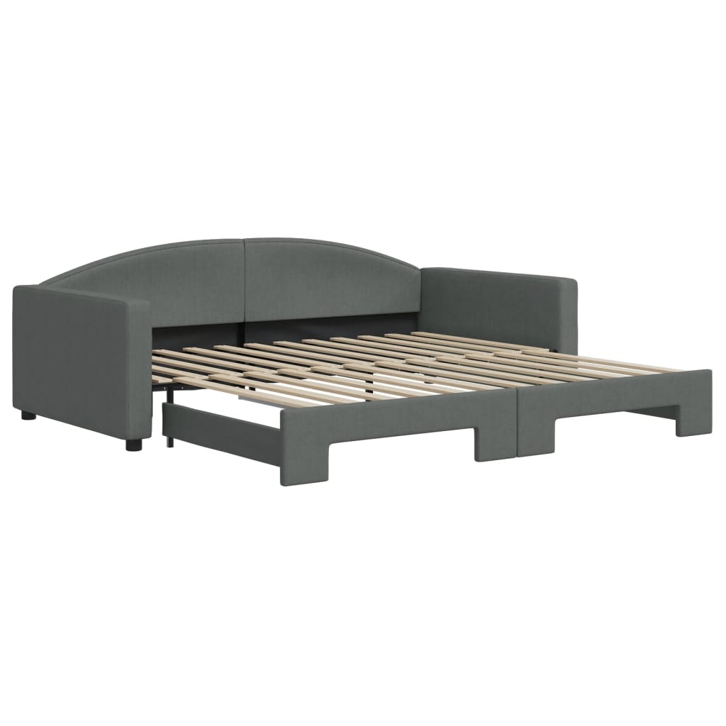vidaXL Slaapbank met onderschuifbed 100x200 cm stof donkergrijs grijs, foto 3